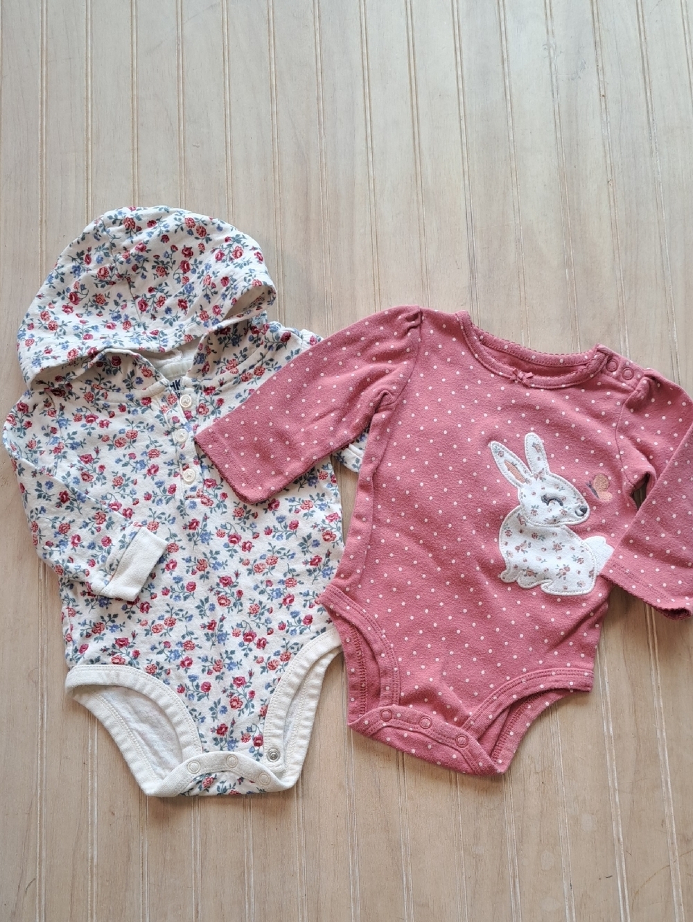 Carter’s OshKosh Floral Bunny Cottagecore 100% Cotton 2-Piece Bodysuit Set